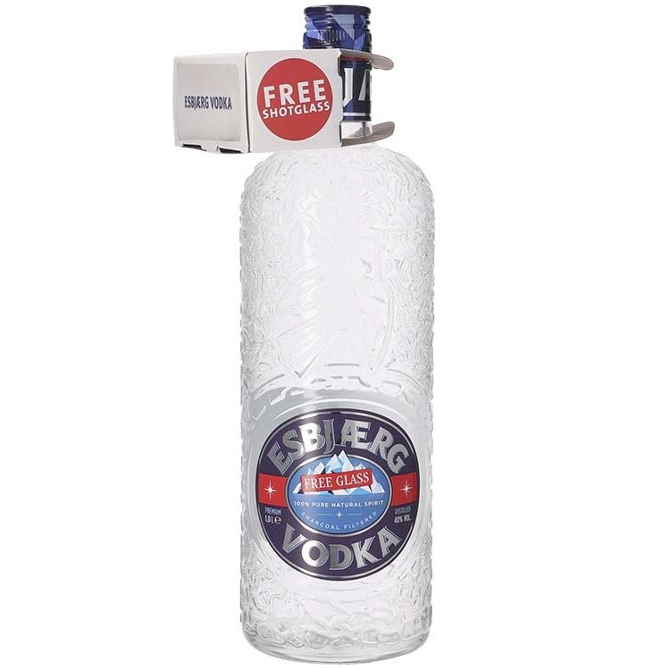 Esbjaerg Vodka met shotglas 100 cl